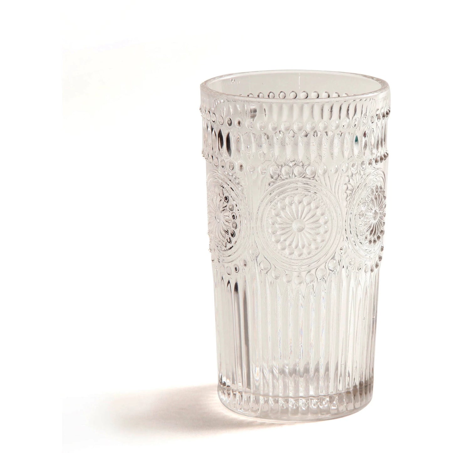 Adeline 16-Ounce Embossed Glass Tumblers, Set of 4, Clear