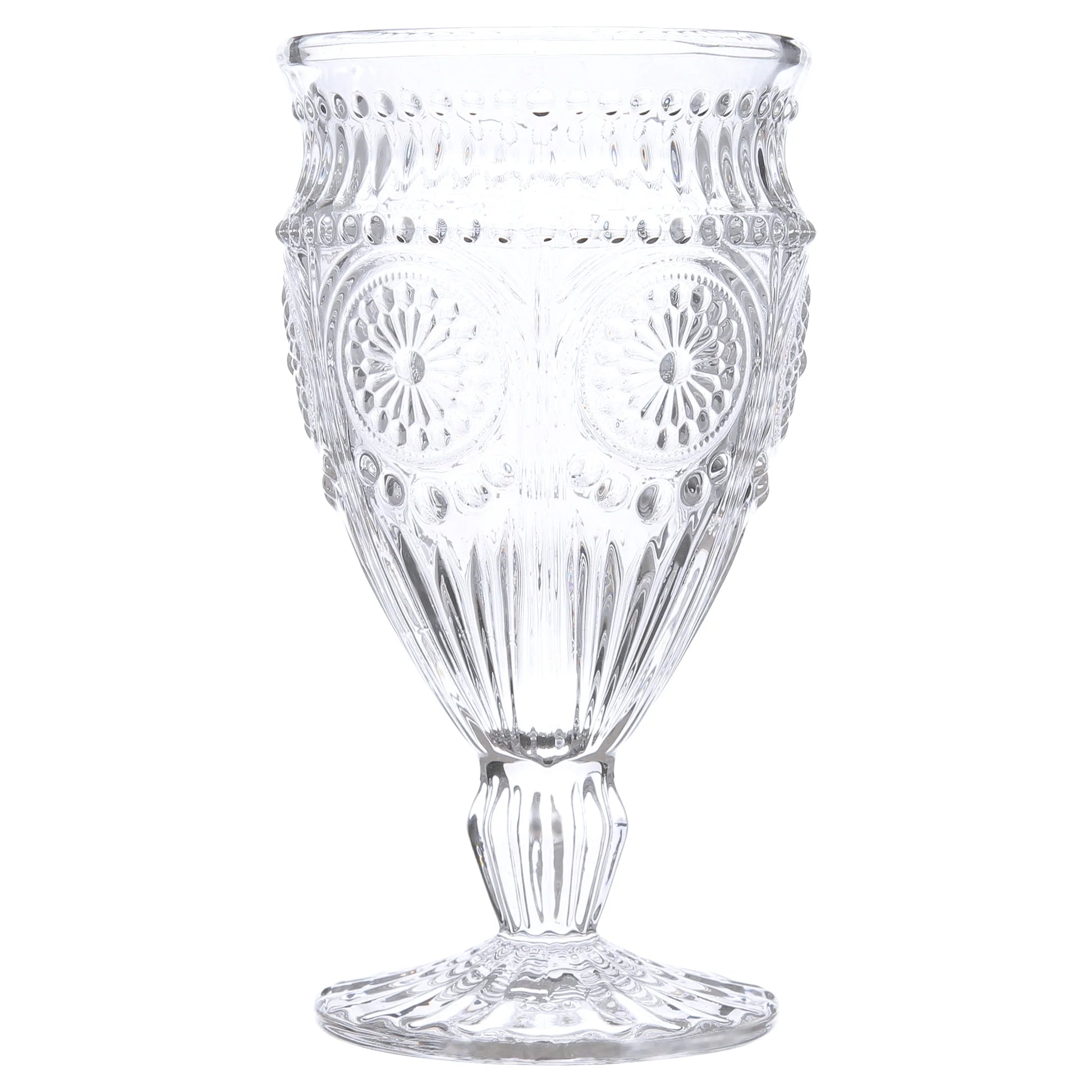 Adeline 12-Ounce Footed Glass Goblets, Set of 4, Clear