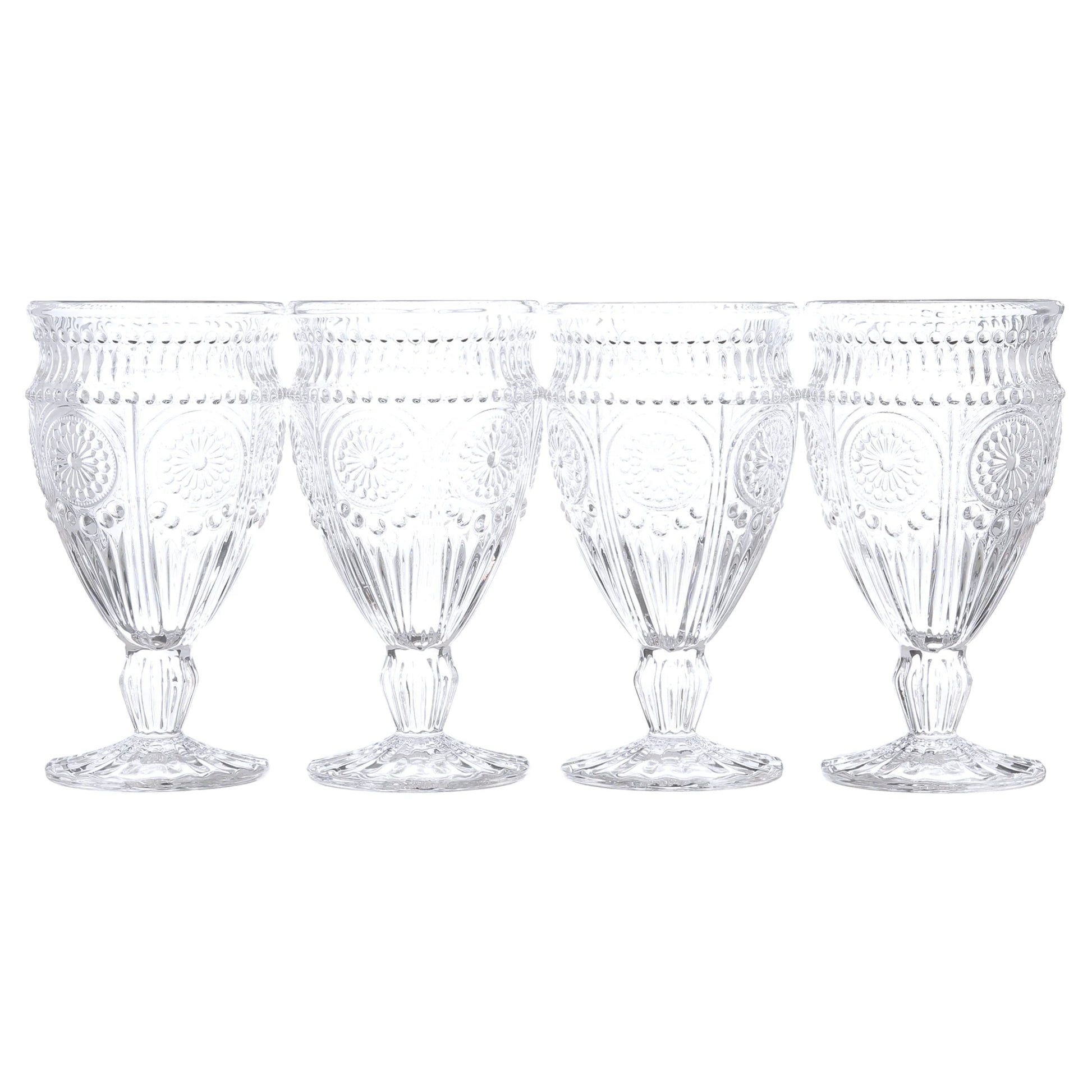 Adeline 12-Ounce Footed Glass Goblets, Set of 4, Clear