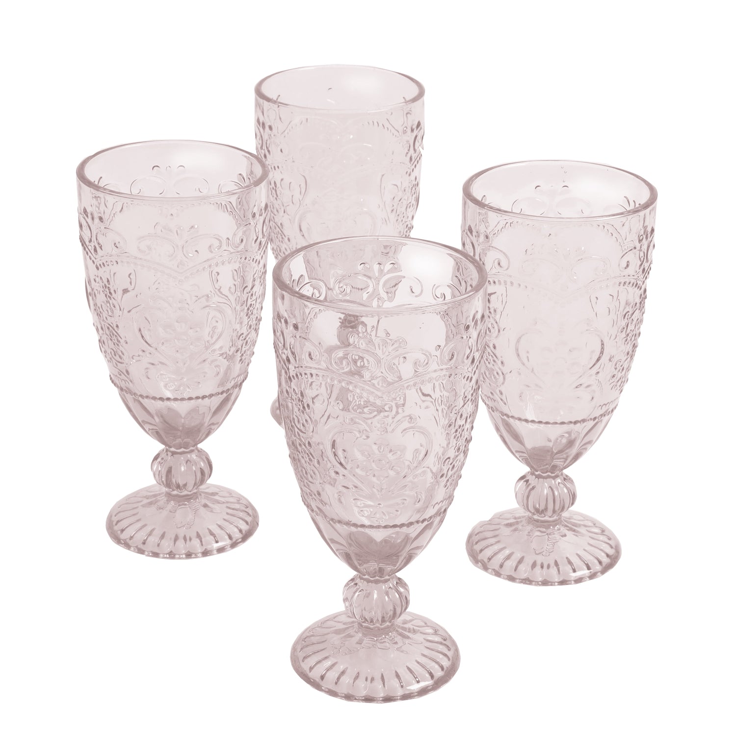 Amelia Glass14.7-Ounce Rose Tea Goblets, Set of 4