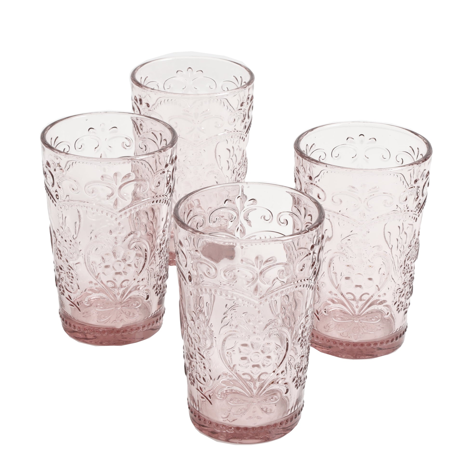 Amelia Pink 15.22-Ounce Glass Tumblers, Set of 4